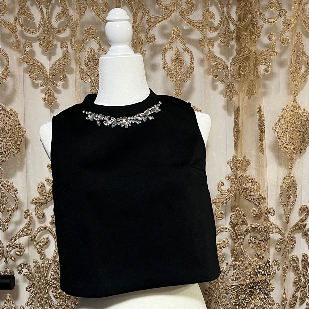 Embellished Black Crop Top